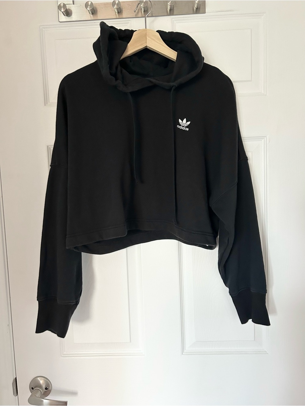 Adidas Black Cropped Hoodie - size XS